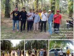 Ketua Satgas Nasional HMTN-MP Budi Ilham Investigasi Tapal Batas Desa Mekar Jaya Kecamatan Tambusai