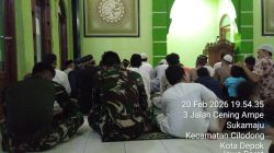 Satgas TMMD Kodim Depok Gelar Tarawih Bersama Warga Sukamaju