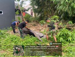 TMMD Depok Gelar Kerja Bakti Bersihkan Lingkungan di Tirtajaya