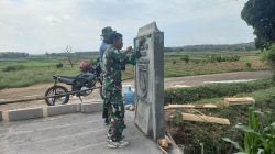 Pengecatan Tugu Prasasti TMMD Reguler ke-128 Kodim Pati Jadi Penanda Semangat Pengabdian