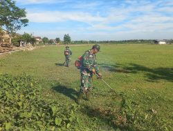 Jelang Penutupan TMMD Reguler ke-128 Kodim Pati, Pembersihan Lapangan Desa Gunungpanti Mulai Dilakukan
