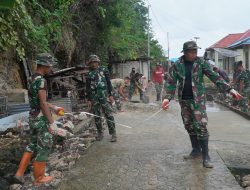 Satgas TMMD Ke-129 Kodim 1311/Morowali Terus Kebut Pekerjaan Rabat Beton Jalan di Desa Polewali
