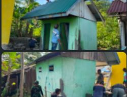 Pemasangan Atap Tandai Kemajuan Pembangunan MCK SDN Pulau Dua dalam Program TMMD Ke-129