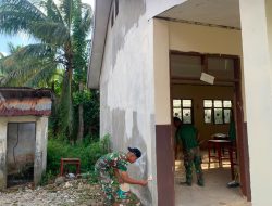 Satgas TMMD Kembali Lanjutkan Pengecatan SMP Negeri 2 Umbele