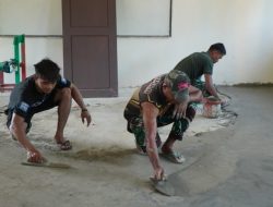 Satgas TMMD Bersama Masyarakat Lanjutkan Pengecoran Lantai SD Negeri Polewali