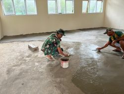 Satgas TMMD Kembali Lanjutkan Pengecoran Lantai SDN Polewali