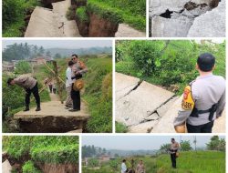 Jalan Amblas Putuskan Akses Mandalasari–Mandalamukti, Polsek Cikalongwetan Turun Tangan