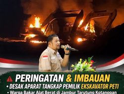 SMSI Madina Desak APH “Tangkap” Pemilik Ekskavator PETI Jambur Tarutung Kotanopan Yang Dibakar Warga